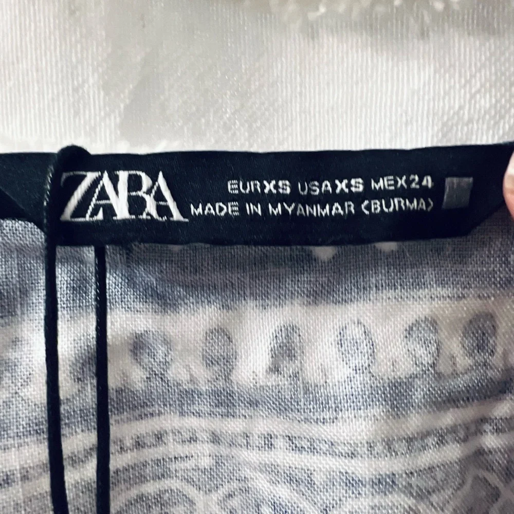 Zara Navy Blue Patterned Blouse